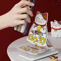 品胜（PISEN） KC-ZJ01 招财猫手机支架 120*95*25mm（单位：个） 苹果白+招财猫彩绘