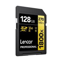 雷克沙（Lexar）LSD1800128 存储卡 128GB SD4.0 UHS-II 传输270MB/s 写入180MB/s 32*24*2.1mm (单位：片) 黑金配色