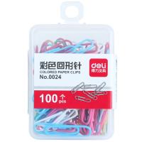 得力（deli） 0024 彩色回形针 29mm 100枚/盒(单位：盒) 彩色