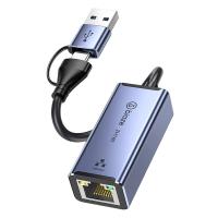 毕亚兹（BIAZE） ZH169 SB/Type-C转RJ45网线双口转接头 免驱动(单位：个) 深空灰