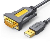 绿联（UGREEN）20222 USB转RS232串口线 USB转DB9针公头转接线 支持考勤机收银机标签打印机线com口调试线 2米（单位：根）黑色