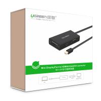 绿联（UGREEN） 20418 一转三转换器 Mini Dp转HDMI/VGA/DVI 黑色 (单位:个)