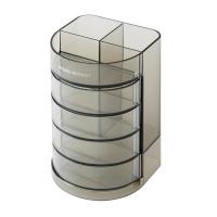 晨光（M&G） ABT98447 透明四层时尚笔筒 长83mm*宽83mm*高125mm(单位：个) 黑色透明