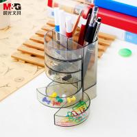 晨光（M&G） ABT98447 透明四层时尚笔筒 长83mm*宽83mm*高125mm(单位：个) 黑色透明