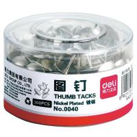 得力（deli） 0040 图钉 300枚  金属原色 (单位:筒)