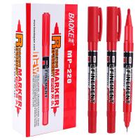 宝克（BAOKE） MP220 双笔头油性记号笔 大头1.0mm 小头0.5mm 12支/盒(单位：盒) 红色