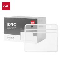 得力（deli）PVC证件卡100个/盒 容卡尺寸86*54mm横式防水透明塑料卡套 吊牌 工作证 5758（单位：盒）透明色