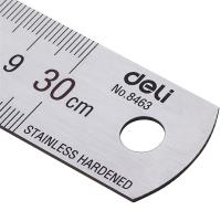 得力（deli） 8463 钢直尺 尺寸：30cm (单位：把) 银色