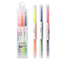 得力（deli） S736 荧光笔 双头双色 混色 3支/盒 (单位:盒)