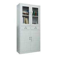 臻远 ZY50212002 钢制中二斗文件柜 850*390*1800mm（单位：台）灰白色