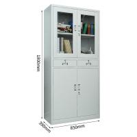 臻远 ZY50212002 钢制中二斗文件柜 850*390*1800mm（单位：台）灰白色