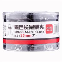 得力（deli） 8564 筒装黑色长尾票夹 25mm(1\") 黑色 (单位:筒)