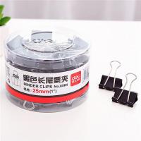 得力（deli） 8564 筒装黑色长尾票夹 25mm(1\") 黑色 (单位:筒)
