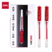 得力（deli） DL-S20 中性笔签字笔 0.7mm12支/盒 红色（单位：盒）