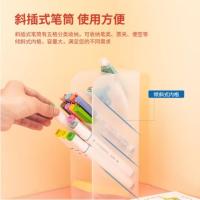 得力（deli） 8932 笔筒 尺寸：205*59*92.5mm  (单位：个) 透明白