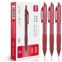 得力（deli）S60臻顺滑办公中性笔0.5mm子弹头 12支/盒(单位：盒)   红