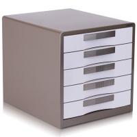 得力（deli） 9702 文件柜 五层 带锁 金属外壳 300*350*308mm (单位：个) 闪银棕
