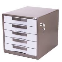 得力（deli） 9702 文件柜 五层 带锁 金属外壳 300*350*308mm (单位：个) 闪银棕