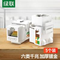 绿联（UGREEN） 80179 CAT6网络信息面板 六类千兆网络模块 5个装 白色（单位：组）