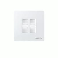 绿联（UGREEN）80443网线网口网络面板 通用超五/六/七类模块加厚86型面板 适用电话电脑房间网络插座 四口1个装 （单位：个）